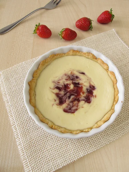 Cheese strawberry tart — Stock Photo, Image
