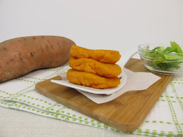 Hemlagade söt potatis pannkakor — Stockfoto