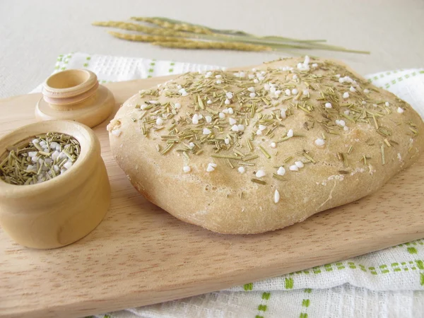 Focaccia bread with rosemary and salt — Stock Photo, Image