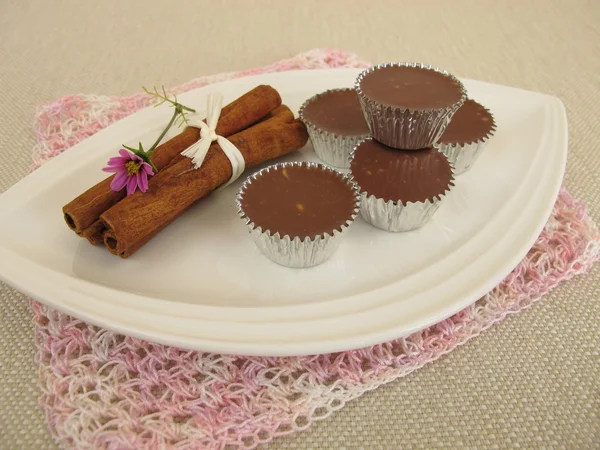 Trufas de chocolate caseras con canela — Foto de Stock