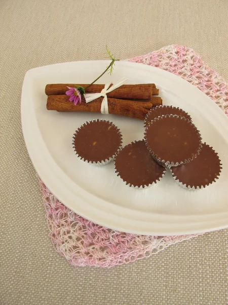 Trufas de chocolate caseras con canela — Foto de Stock