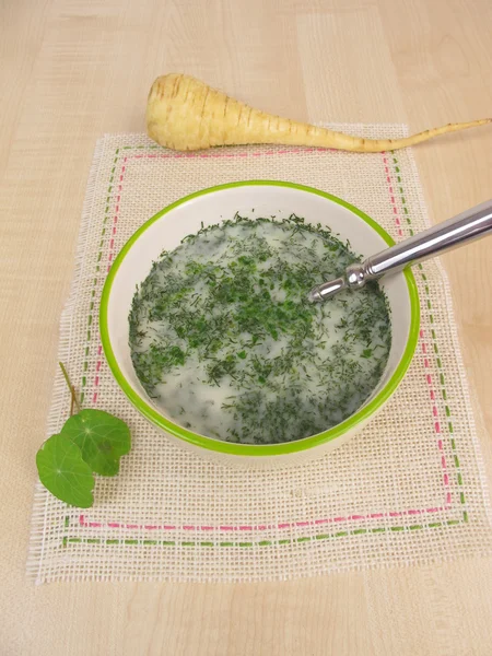 Herb soup with parsnips — Stock Photo, Image