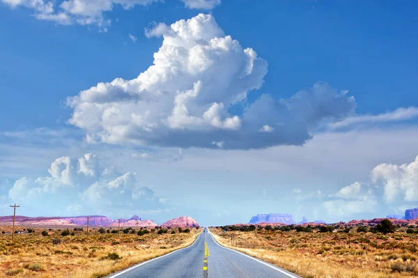 Amerika Nın Güneybatısından Geçen Sonsuz Yol Arizona Abd — Stok fotoğraf