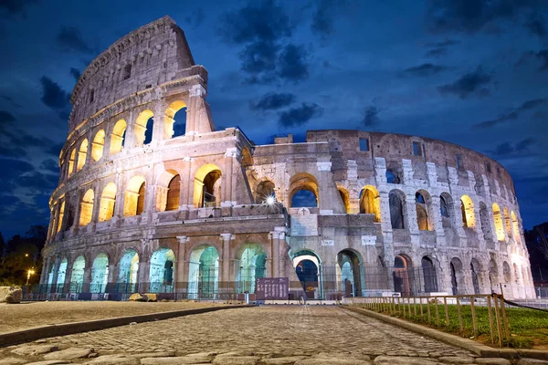 Vista Notturna Del Colosseo Roma — Foto Stock