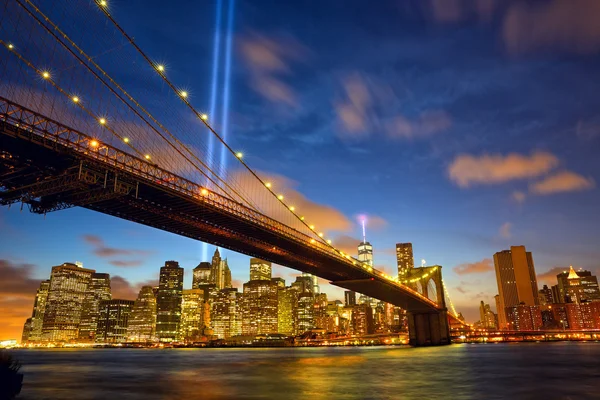Πόλη της Νέας Υόρκης Μανχάταν στη μνήμη της 11ης Σεπτεμβρίου — Φωτογραφία Αρχείου
