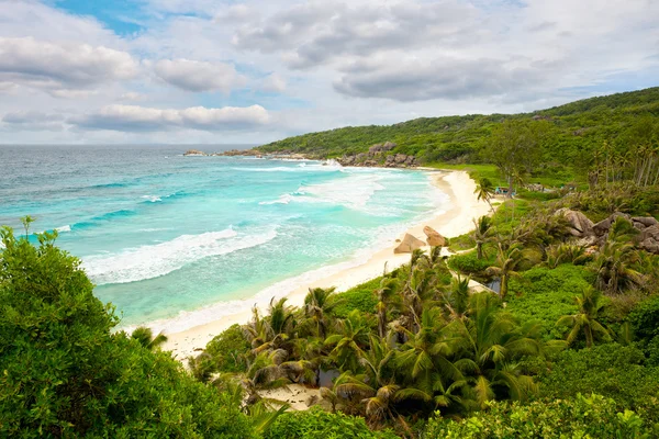 Playa Grande Anse en La Digue — Foto de Stock