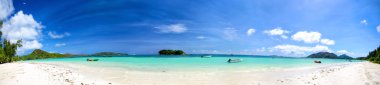 Seychelles beach panorama clipart