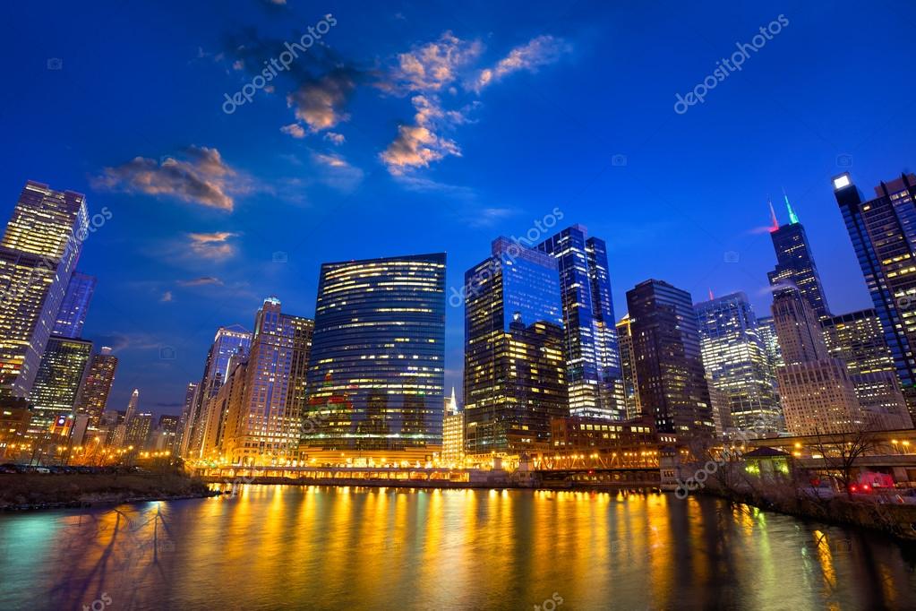 Chicago River skyline Stock Photo by ©dibrova 64386221