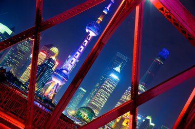 Shanghai manzarası Bahçe köprü boyunca