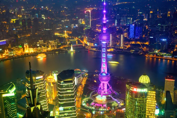 Shanghai aerial night view — Stock Photo, Image