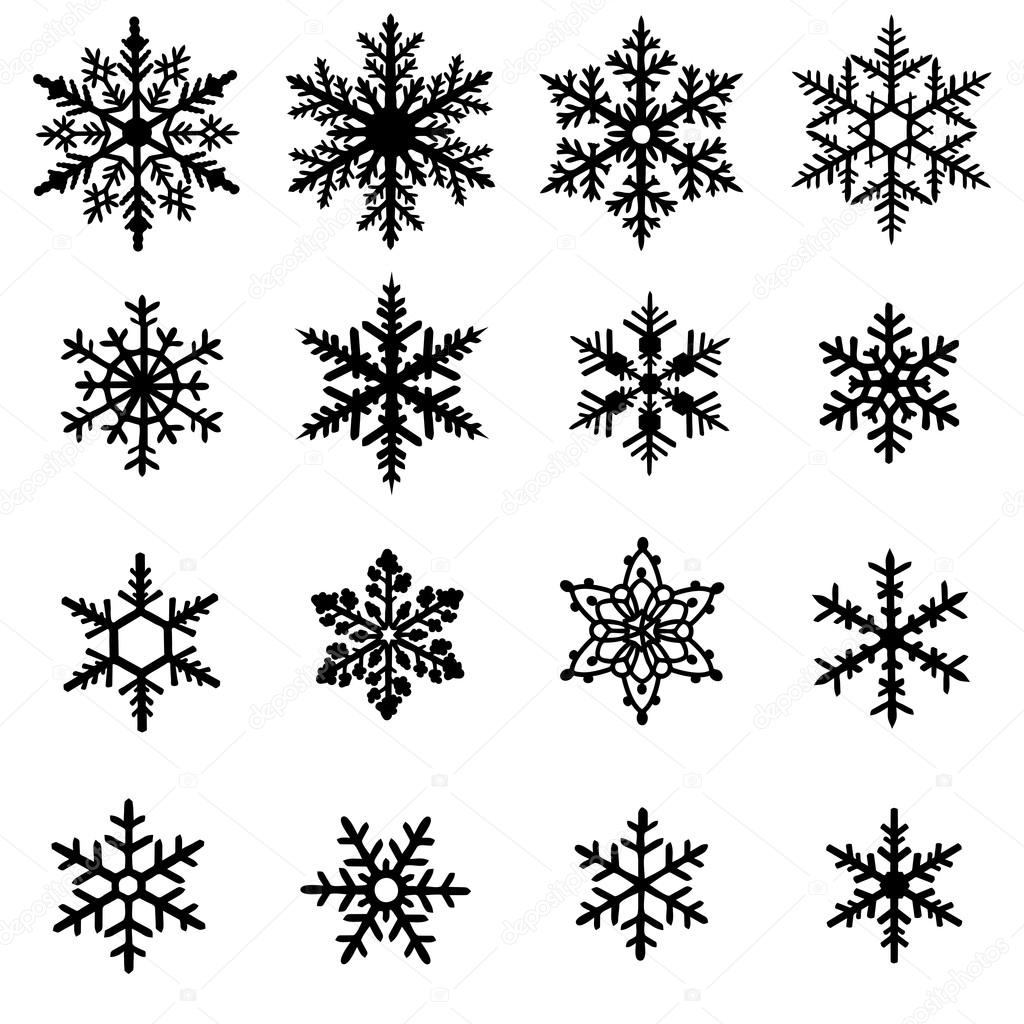 Set of black snowflakes