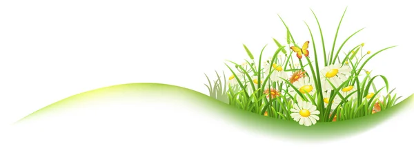 Zelené trávě na jaře nápis — Stockový vektor