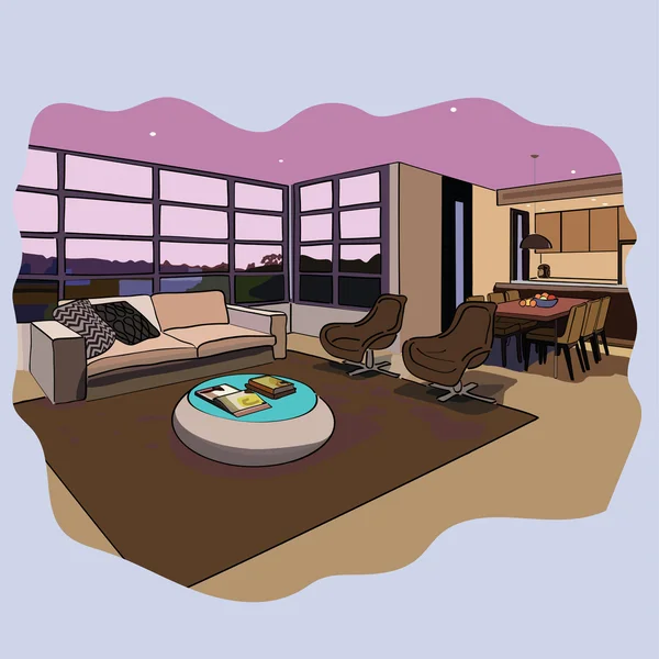 Boceto interior vectorial — Vector de stock