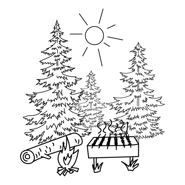 Nyári kertben grillezésre doodle készlet — Stock Vector