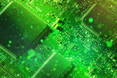 Mikro devrelerdeki bir bilgisayar elektronik çipinin makro fotoğrafçılığı