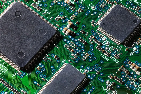 Fotografia Macro Chip Eletrônico Computador Microcircuito — Fotografia de Stock