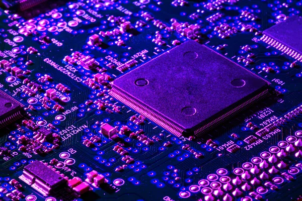 Macro Fotografie Van Een Computer Elektronische Chip Een Microschakeling — Stockfoto