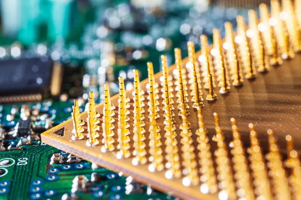 Macro Fotografie Van Een Computer Elektronische Chip Een Microschakeling Close — Stockfoto