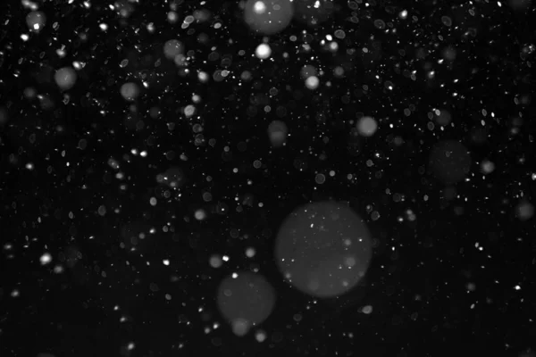 Hermosa Nieve Pesada Volando Sobre Fondo Negro Del Cielo Nocturno — Foto de Stock