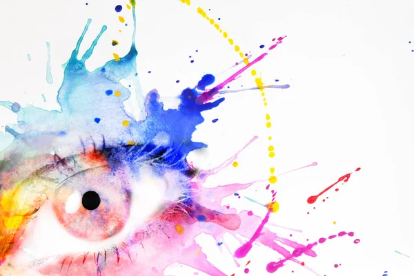 Beautiful Painted Watercolor Eye Paint Splatter White — Stock Photo, Image