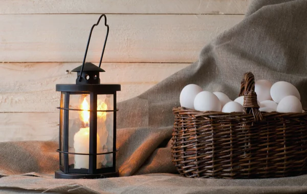 Eggs in the basket — Stock Photo, Image