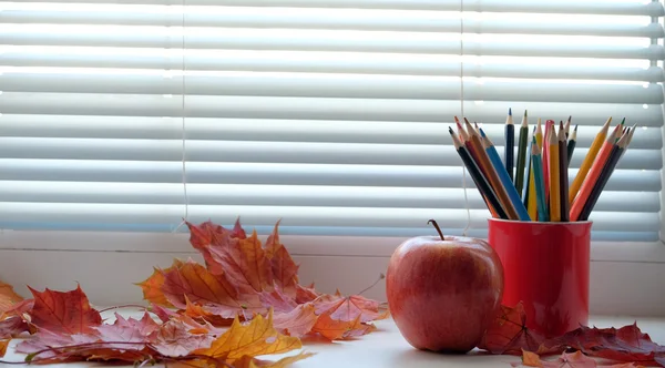 Pencils on the windowsill Stock Image