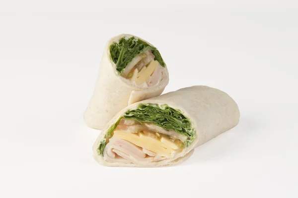 Beyaz arka plan üzerinde sandviç şal — Stok fotoğraf