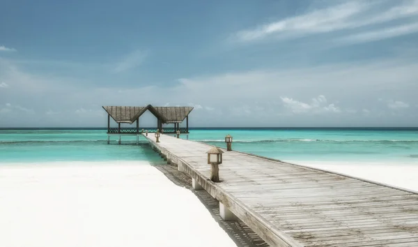 Jetty em uma praia tropical — Fotografia de Stock