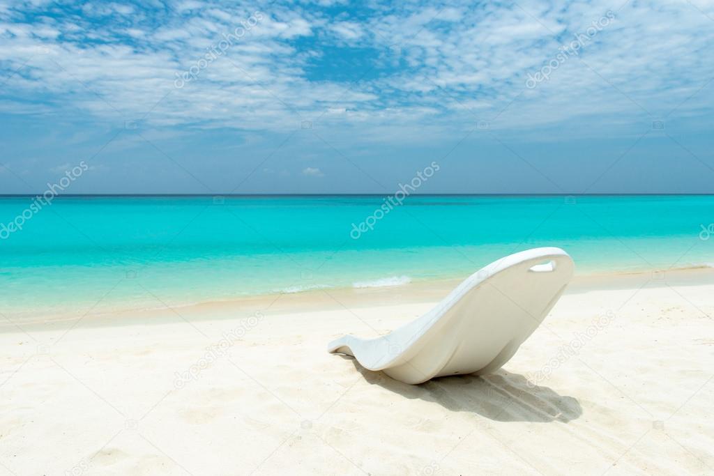 Maldivian Beach Paradise. Sunbed at the beach