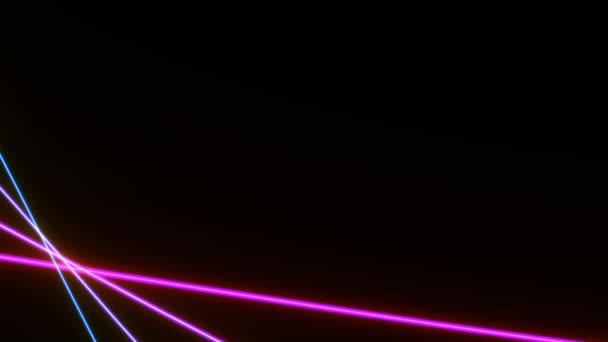 Laserstrahlen, die über die Rahmenecke schießen Rosa Neon-Lichtlinien — Stockvideo