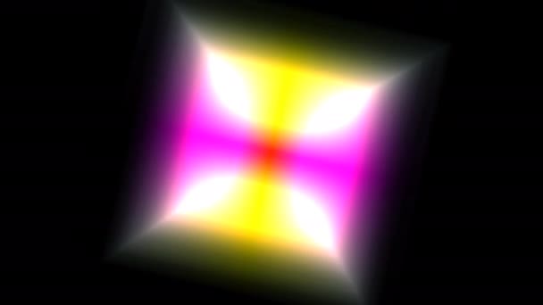 Caixa de cubo mágico quadrado movendo-se sobre Neon brilhante azul rosa festa — Vídeo de Stock