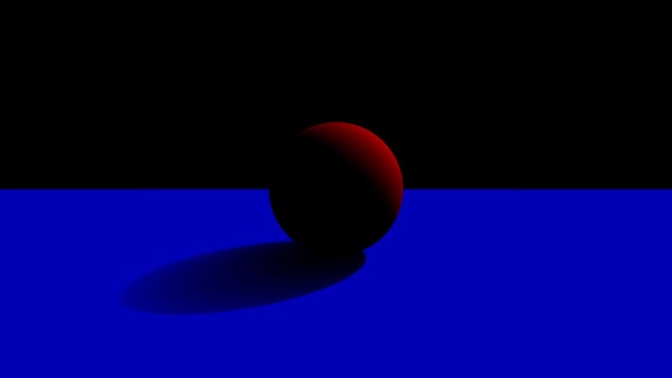 Lighted Red Sphere on Blue Plane with Moving Light and Shadow Render 3d Simple — стоковое видео