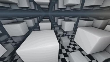 Sonsuz Küp Odası Fantezi Dehşet Zeminiyle Üç boyutlu Uzayda Yüzüyor