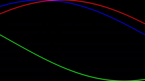 Красный зеленый синий rgb первичный цифровой окрашенный частотный сдвиг синусоидальных волн — стоковое видео