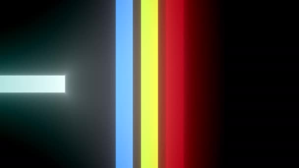 Rayo de barra de luz blanca que irradia disparado a través de columnas de rojo verde azul Rgb — Vídeos de Stock