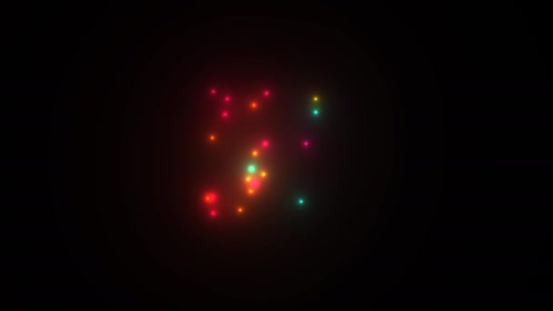 Fényes különböző színek fények pattogó körül központi labda — Stock videók