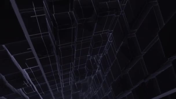 Tunel koridor bloků Black Dark Techno Room — Stock video