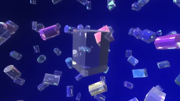 Blocos de gemas Primitivos de vidro espaço flutuante — Vídeo de Stock