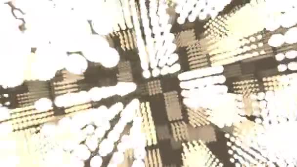 Eindeloze Kamer van Kubussen 3d Arrays van gloeilampen Bewegende Past Viewer — Stockvideo