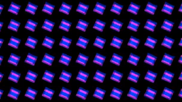Reihen von rosa-blauen Quadraten Gitter, das sich in entgegengesetzte Richtungen bewegt — Stockvideo