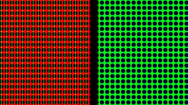 Panels of Green and Red Circles Grid Moving Towards Central Bar — Stock Video