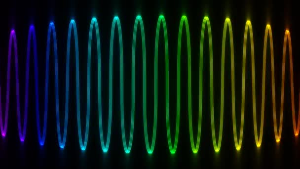 Ripple Rainbow Light Energy Running Through Variable Sine Wave — Stock Video