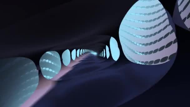 Durch seltsame futuristische Fantasy-Gebäude-Korridore fliegen — Stockvideo