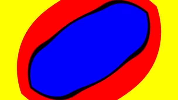 Bright Red Yellow Blue Collapsing Shape Eye Pattern — Stock Video