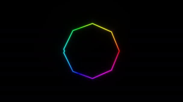Polygon-Regenbogenlinie mit zunehmender Anzahl von Kantenseiten Polygonal — Stockvideo