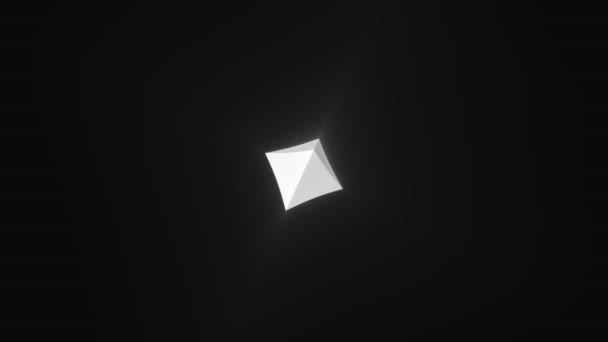 Padající zářící dvouramidová pravidelná mnohostěnná maska — Stock video