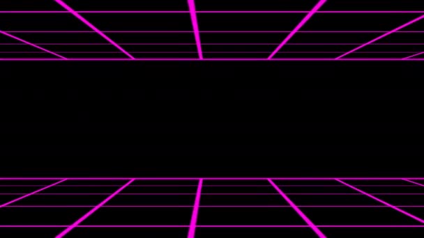 Bewegende vloer en plafond Neon Retro 8-bit 80s Grid — Stockvideo