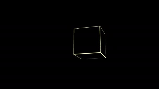 Scatola di bordi galleggianti semplice cubo al neon — Video Stock