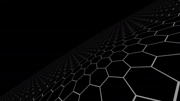 Σάρωση πάνω από πλέγμα ατελείωτων πινάκων Hex Horizon — Αρχείο Βίντεο