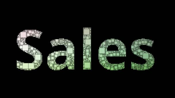 Sales Target Pixelated Text Changing Looping Pixels Glitch Effect — Stock Video